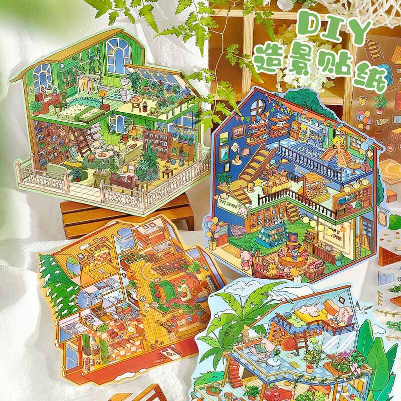 Cozy Haven DIY 3D Scene Stickers With Guide Lines(M)