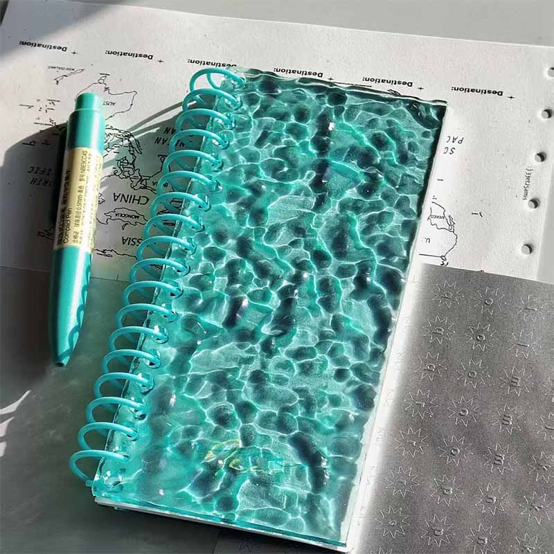 Acrylic Wave Open-Flip Self-Sticky Notebook - A6