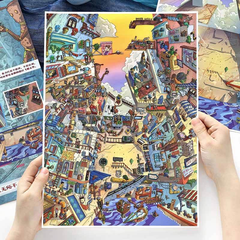 Impossible Town DIY 3D Scene Stickers With Guide Lines(XL)