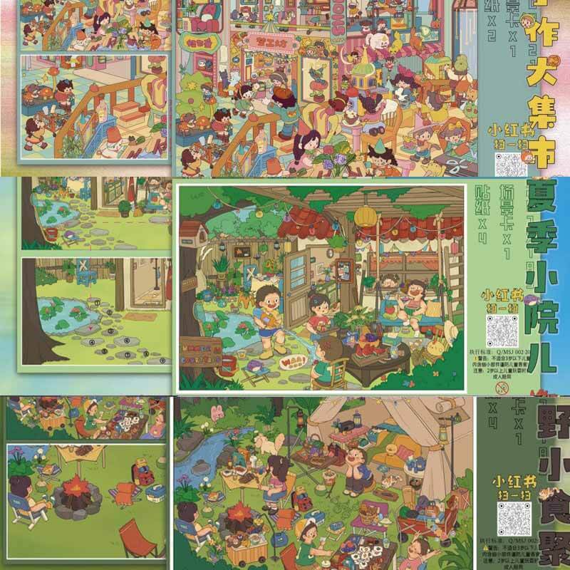 Cute Monster Shop DIY 3D Scene Stickers With Guide Lines(L)
