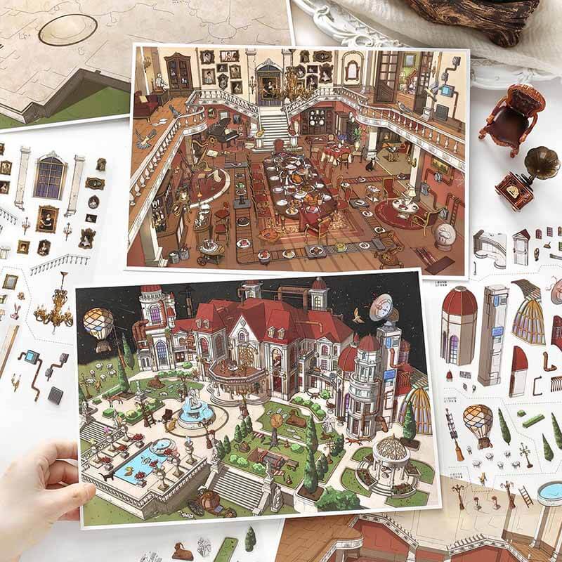 Wonder Feast DIY 3D Scene Stickers With Guide Lines(L)
