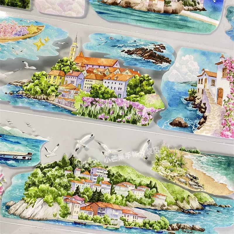 Island Town PET Journal Collage Sticker