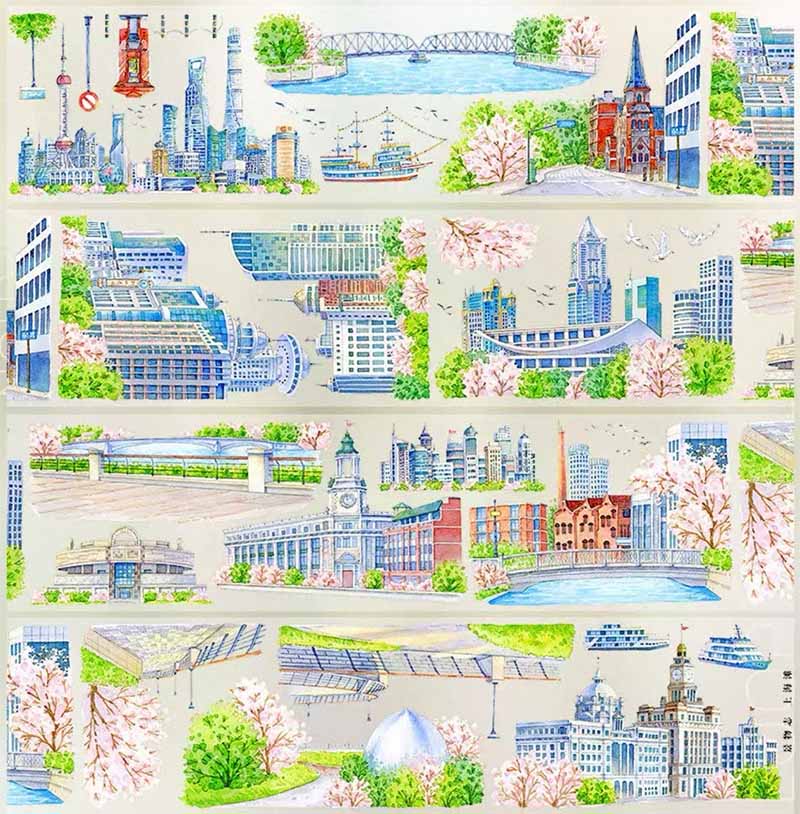 Shanghai Sakura PET Journal Collage Sticker