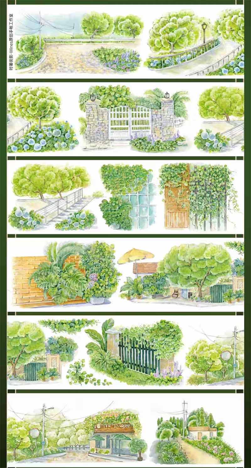 Summer Green Shade PET Journaling Scene Tape