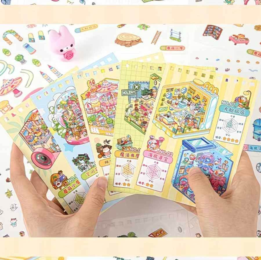 Dream Voyage DIY 3D Sticker Book 10 Cute Scenes(L)
