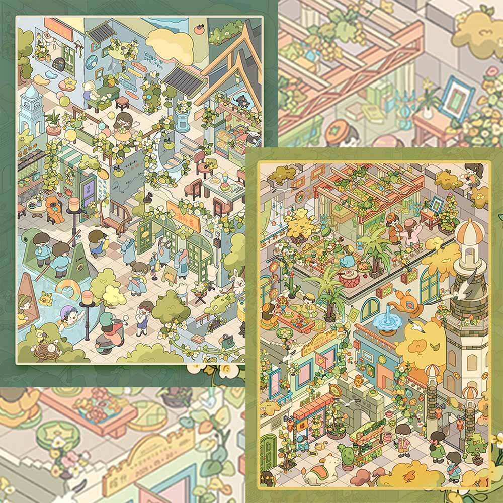 Seasonal Letters DIY 3D Scene Stickers 2 Cute Miniature Scenes(L)