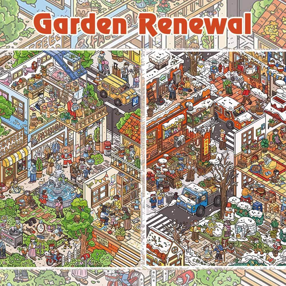 Garden Renewal DIY 3D Scene Stickers 2 Cute Miniature Scenes(XL)