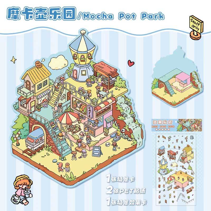 Music Machine Shop DIY 3D Scene Stickers - 4 Cute Miniature Scenes