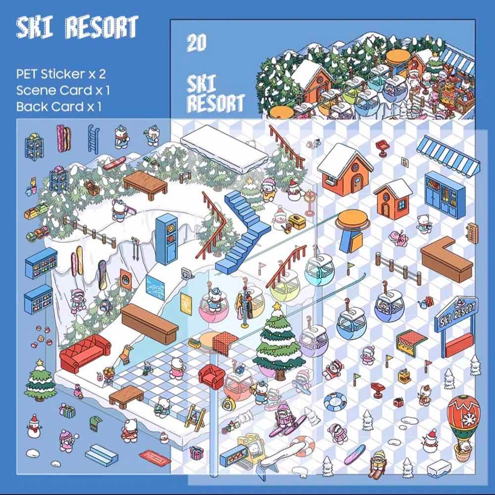 Carnival Collection Scene Stickers - 4 Cute Miniature Scenes