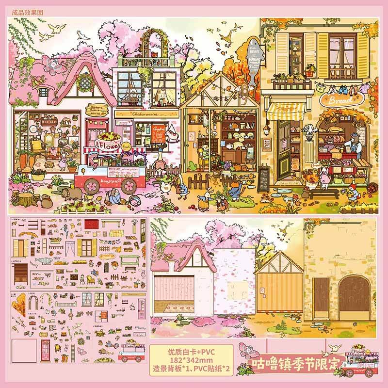 Tail Town DIY 3D Scene Stickers 2 Cute Scenes(XL)