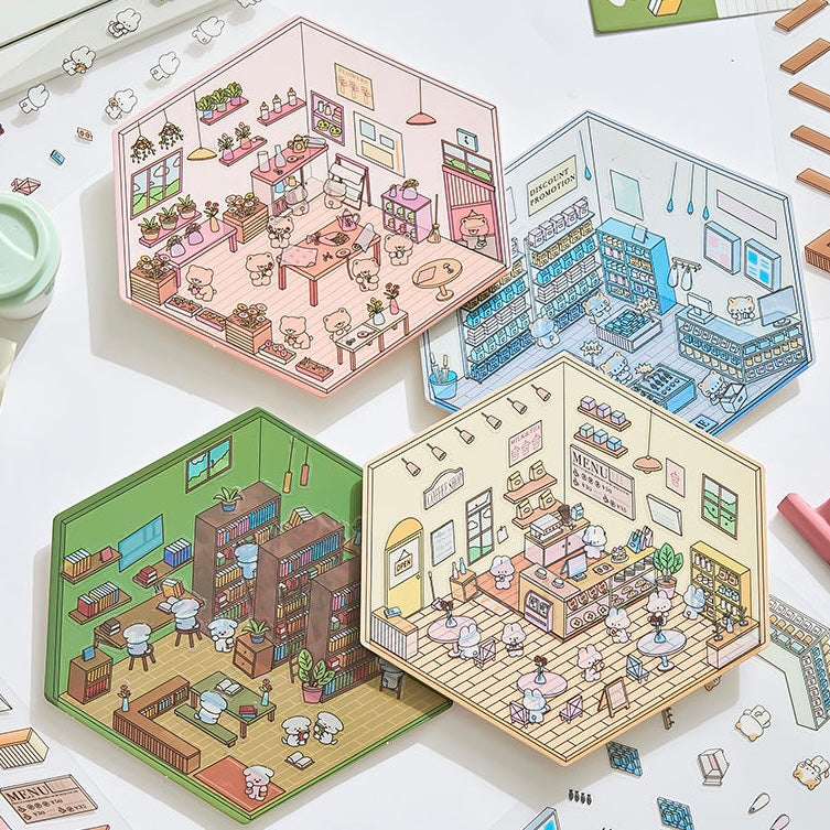 Our Little World DIY 3D Scene Stickers - 4 Cute Miniature Scenes