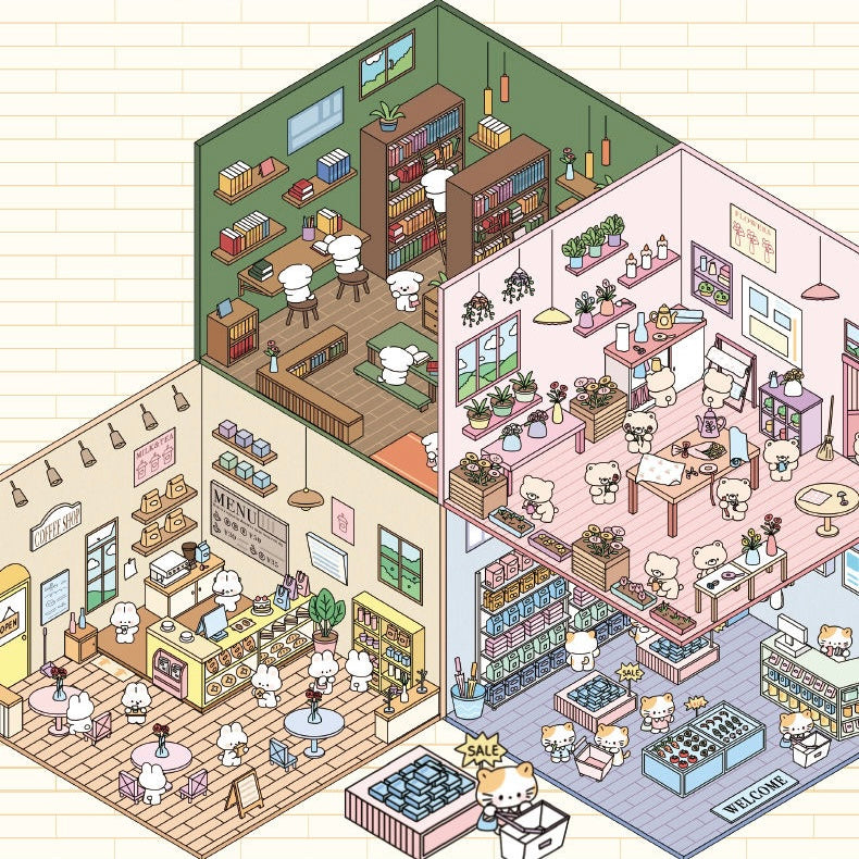 Our Little World DIY 3D Scene Stickers - 4 Cute Miniature Scenes