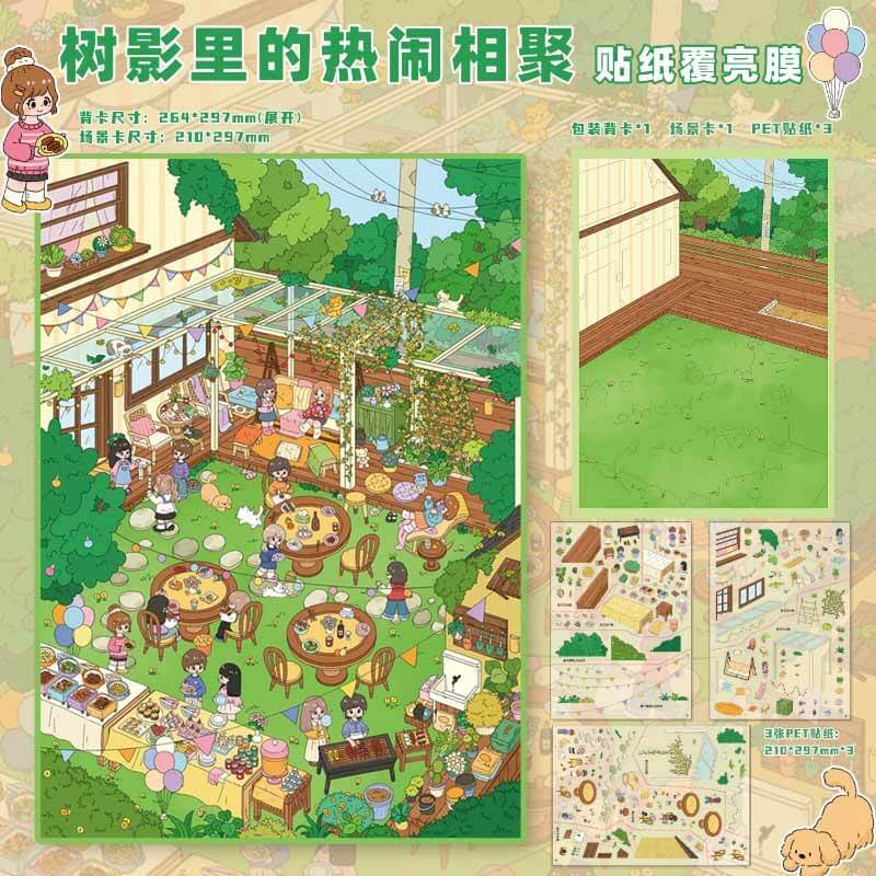 Woodland Gatherings DIY 3D Scene Stickers 2 Cute Scenes(L)