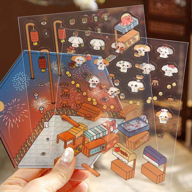 Little Town Tales DIY 3D Scene Stickers 4 Cute Miniature Scenes