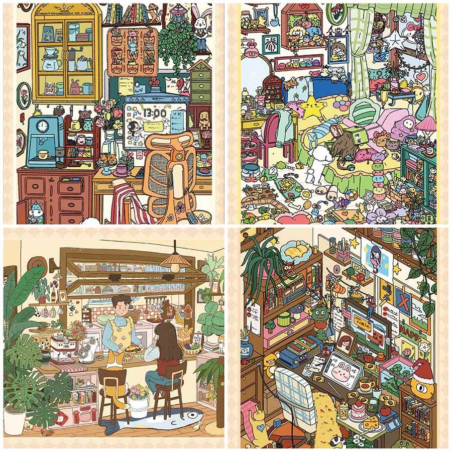 Gentle Day DIY 3D Scene Stickers 4 Cute Scenes(M)