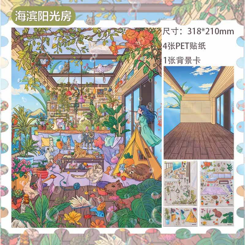 Sunlit Retreat DIY 3D Scene Stickers 2 Cute Miniature Scenes(xL)