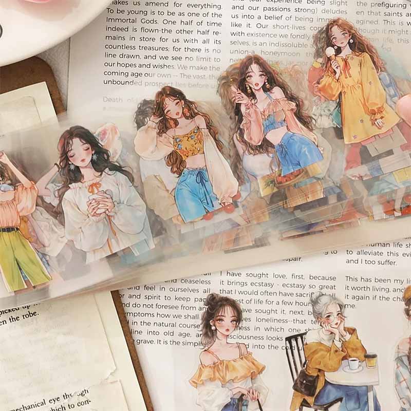 Fresh Character Illustration Journaling Sticker Set