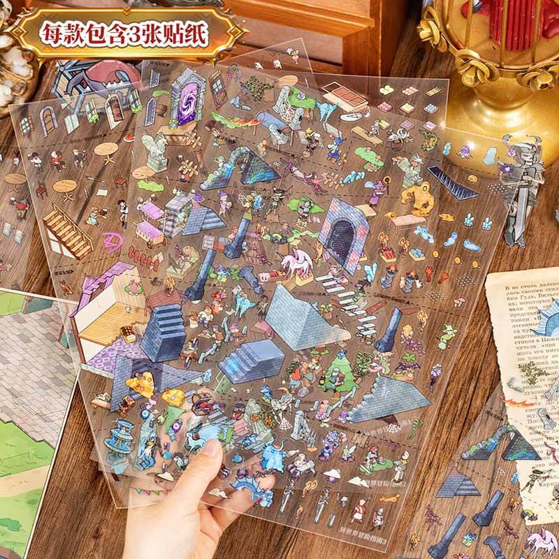 Adventure in Another World DIY 3D Scene Stickers With Guide Lines(L)