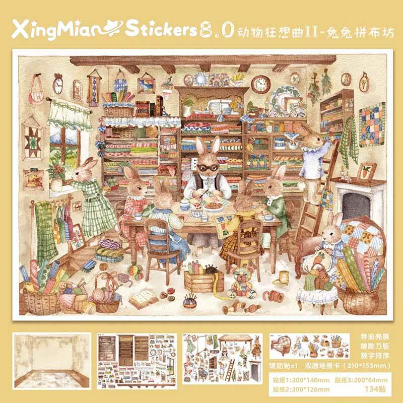 Animal Rhapsody DIY 3D Scene Stickers With Guide Lines(M)