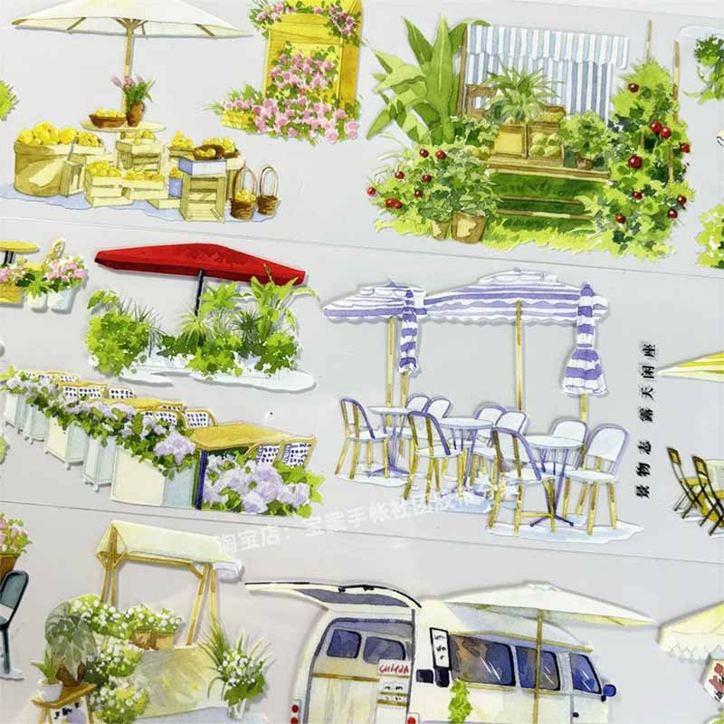 Open Air Seating Journaling Scene Collage Washi Tape