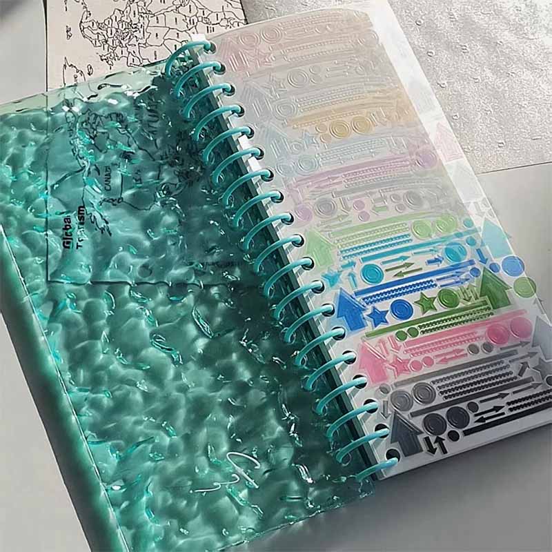 Acrylic Wave Open-Flip Self-Sticky Notebook - A6