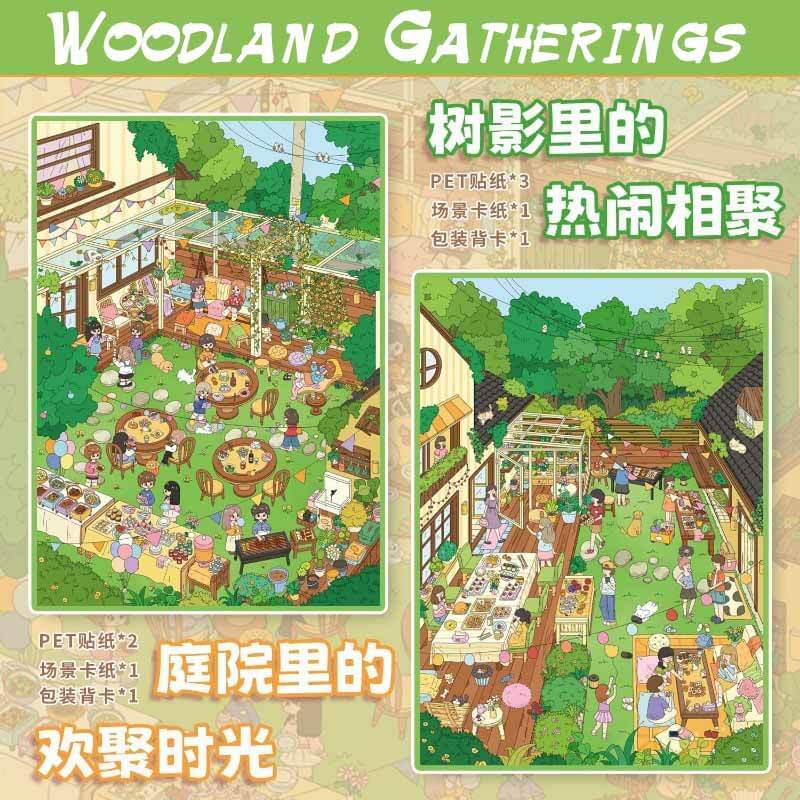Woodland Gatherings DIY 3D Scene Stickers 2 Cute Scenes(L)