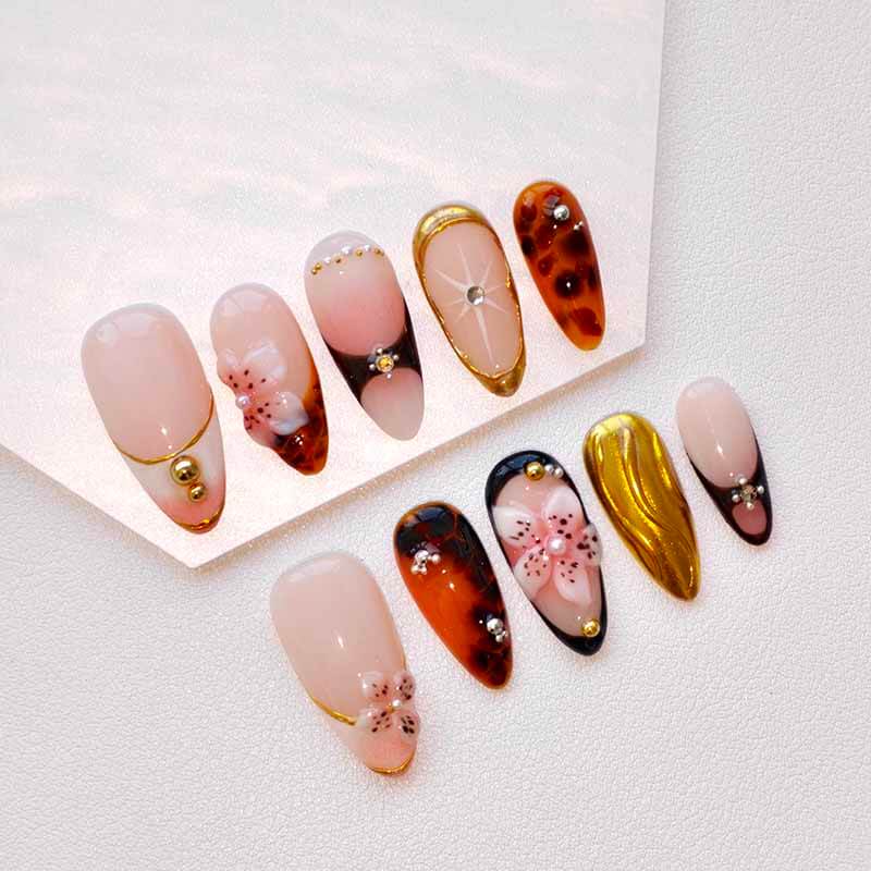 Beauty Art Garden Press On Nail Amber Gold 206