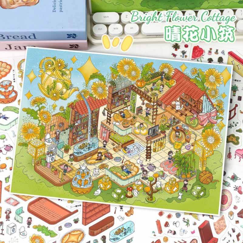 Floral Residence DIY 3D Scene Stickers 2 Cute Scenes(L)