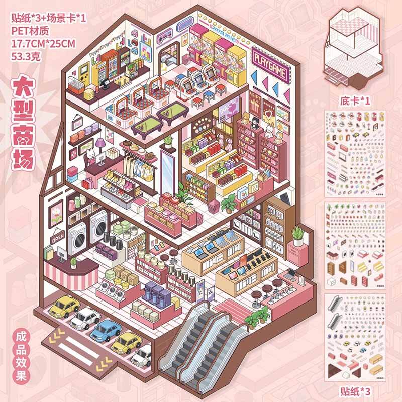 Urban Market DIY 3D Scene Stickers 2 Cute Miniature Scenes(L)