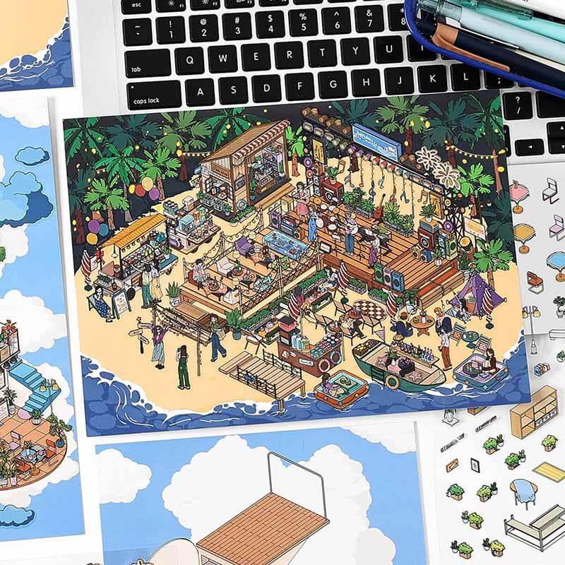 Dreamy Escape DIY 3D Scene Stickers 2 Cute Miniature Scenes