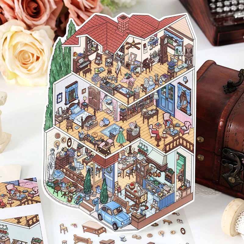French Living DIY 3D Scene Stickers 2 Cute Scenes(L)