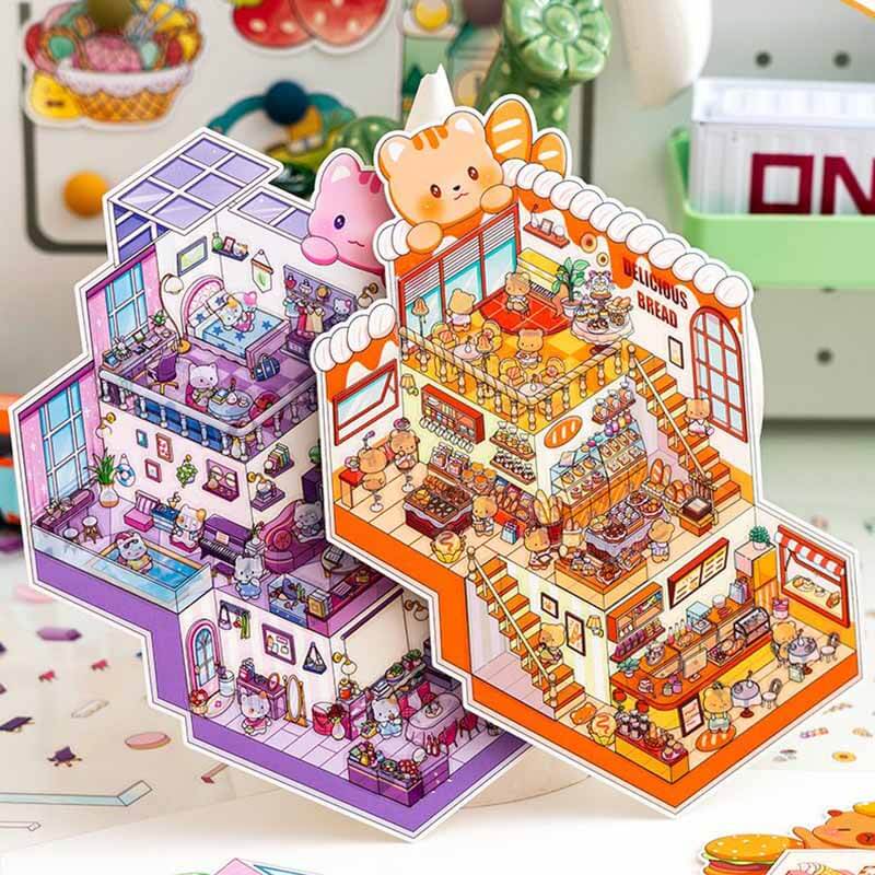 Street Treats DIY 3D Scene Stickers 4 Cute Miniature Scenes