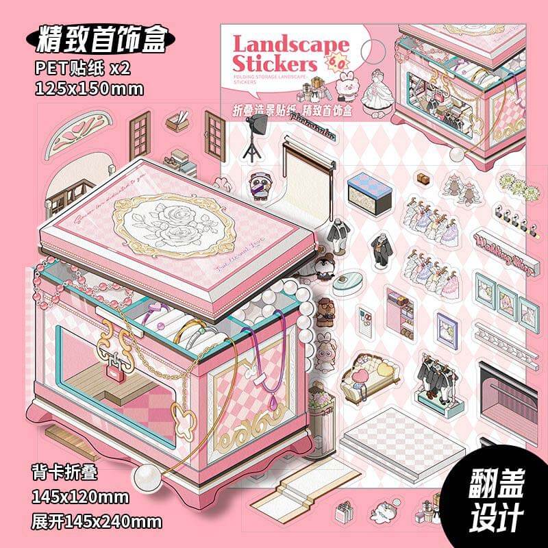 Moments & Moods DIY 3D Scene Stickers 4 Cute Miniature Scene(S)