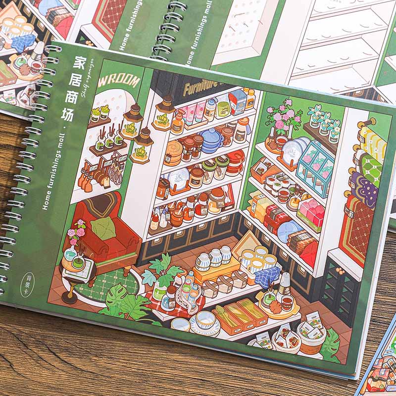 Shelf Storage Book 3D Scene Stickers DIY Stickers(M)