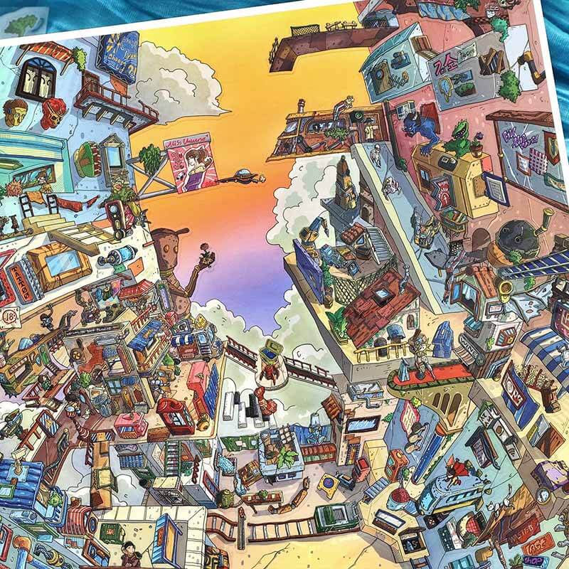 Impossible Town DIY 3D Scene Stickers With Guide Lines(XL)