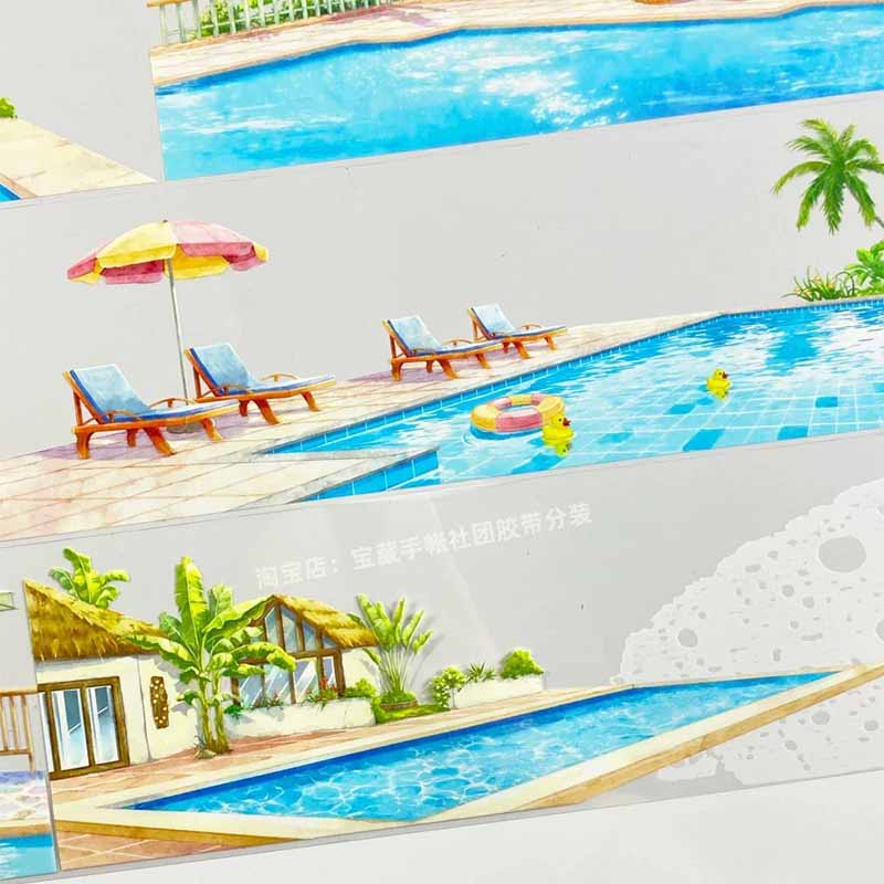 Vacation Wimming Pool PET Journaling Scene Tape
