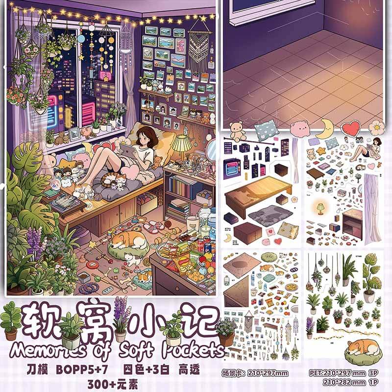 Spring Glow DIY 3D Scene Stickers With Guide Lines(L)