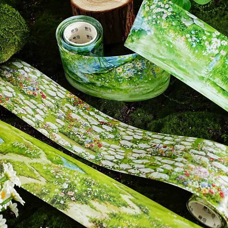 Strolling in Greenery Landscape Handwriting Sticker Roll