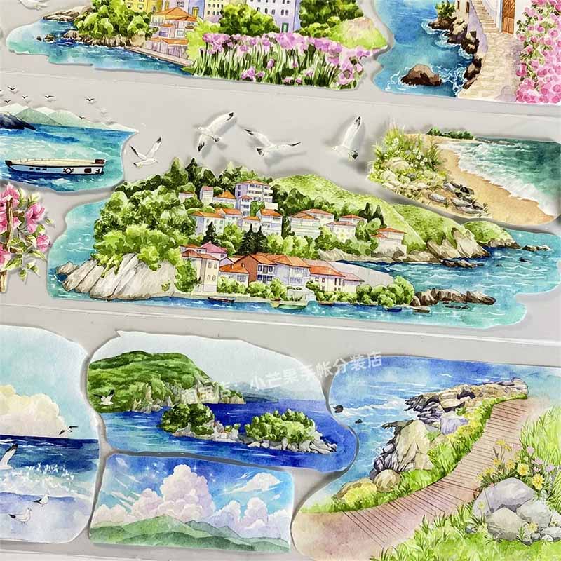 Island Town PET Journal Collage Sticker
