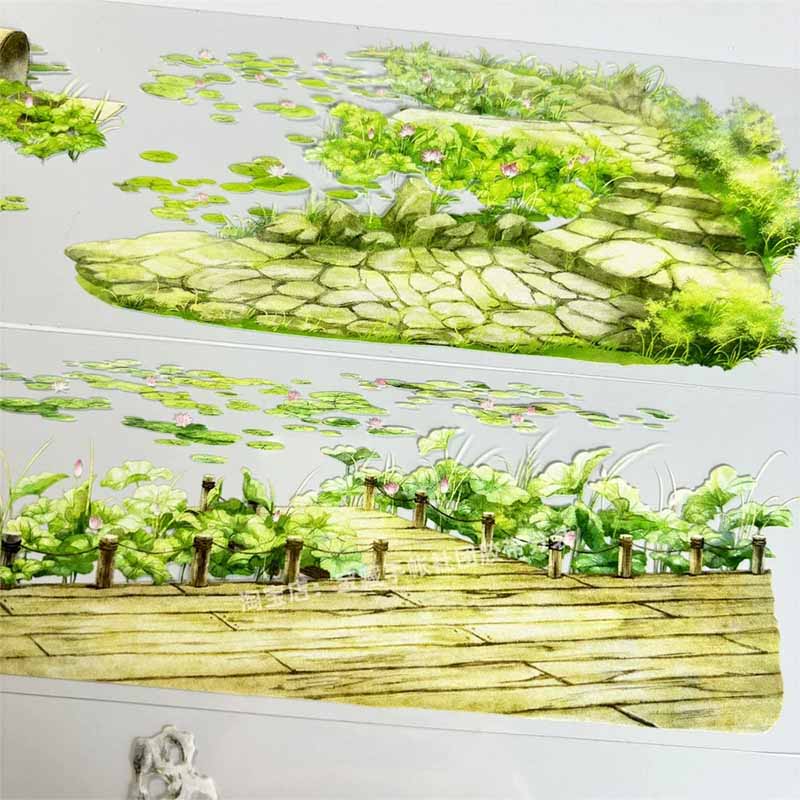 Quiet Lotus Path PET Journaling Scene Tape