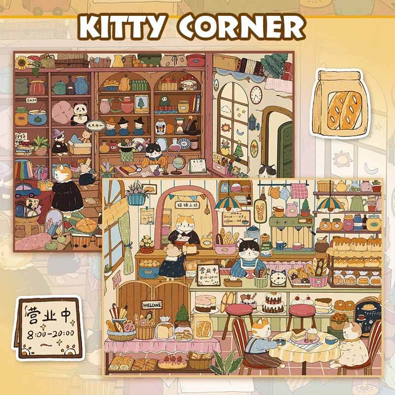 Kitty Corner DIY 3D Scene Stickers With Guide Lines(L)
