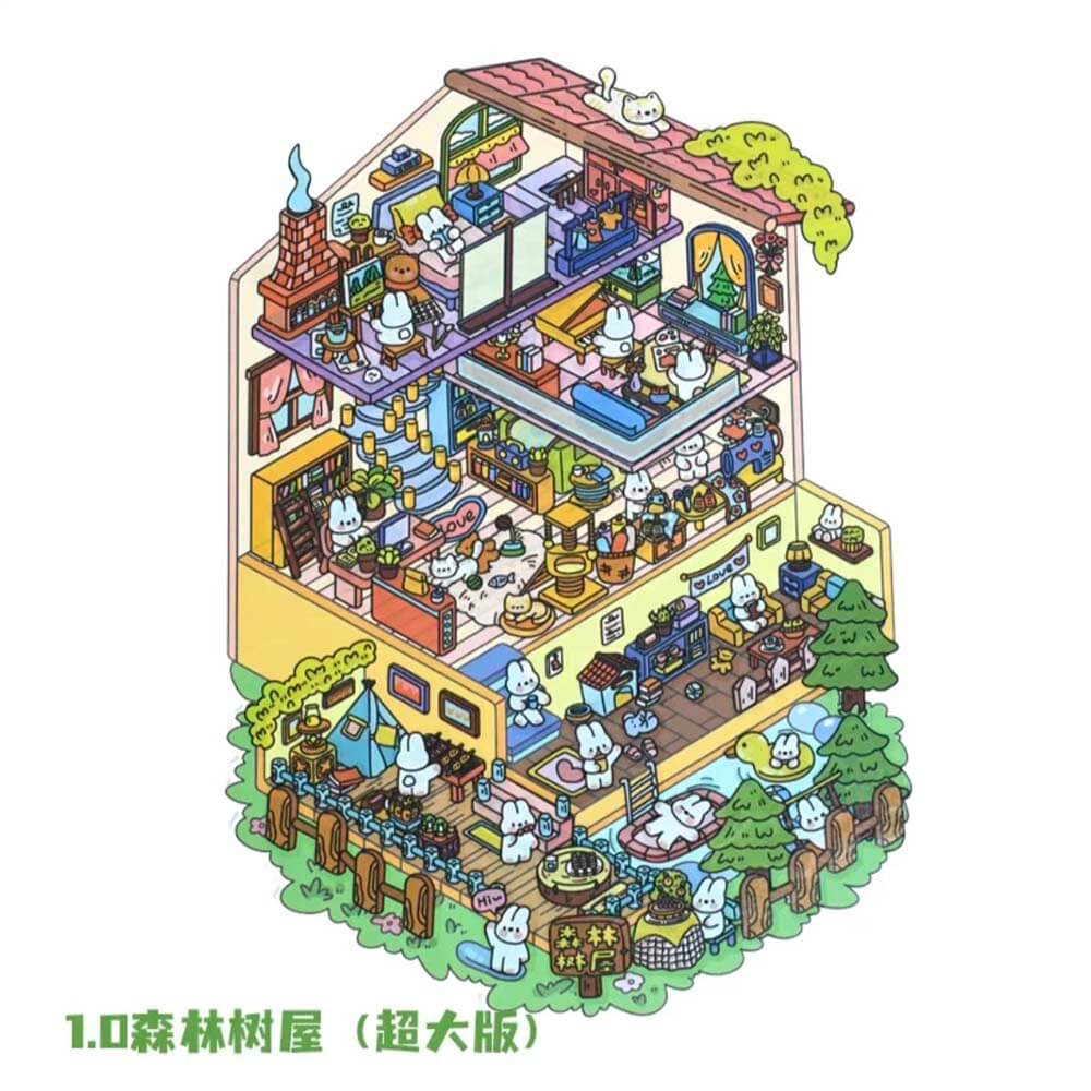 Fantasy House 1.0 DIY 3D Scene Stickers 2 Cute Miniature Scenes