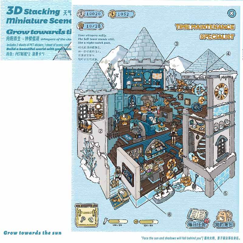 Romantic Note DIY 3D Sticker 4 Cute Miniature Scenes(L)