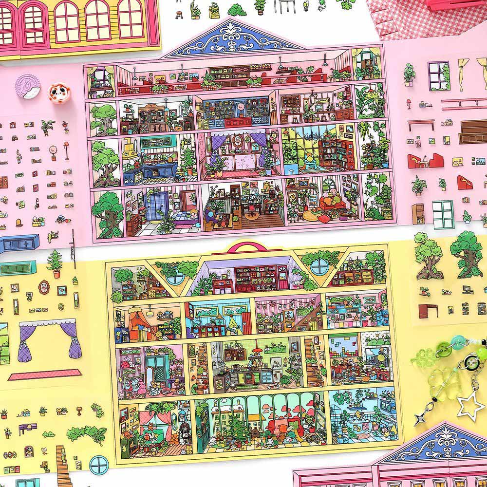 Stylish Apartment DIY 3D Scene Stickers 2 Cute Miniature Scenes (L)