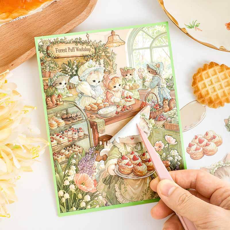 Kitty Treat DIY 3D Scene Stickers With Guide Lines(S)