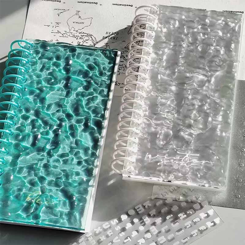 Acrylic Wave Open-Flip Self-Sticky Notebook - A6