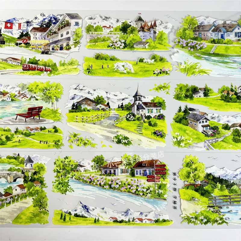 Swiss Town PET Journal Collage Sticker