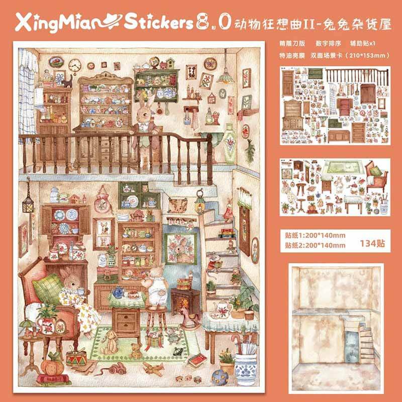 Animal Rhapsody DIY 3D Scene Stickers With Guide Lines(M)