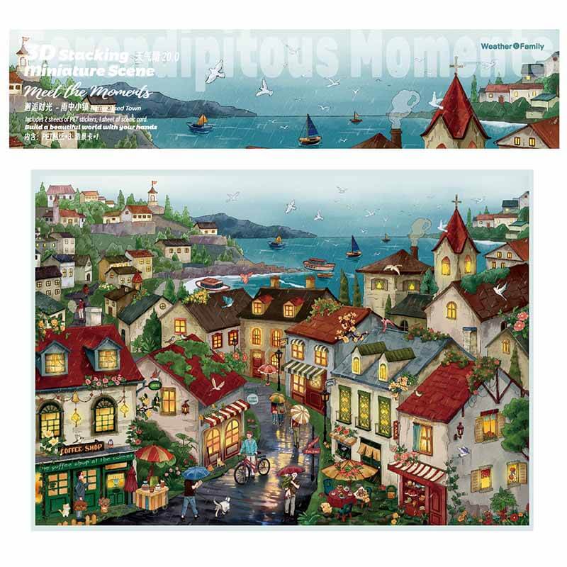 Town Weather DIY 3D Scene Stickers 2 Cute Scenes(xL)