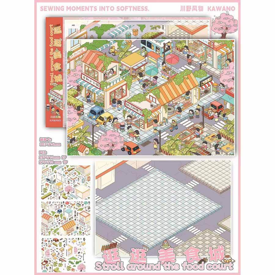 Food Corner DIY 3D Scene Stickers 3 Cute Scenes(XL)